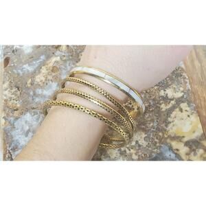 4 Vintage Brass Bangle Bracelets